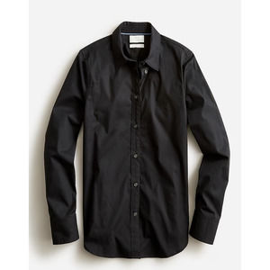 J CREW Womens Slim Stretch Cotton Poplin Shirt 8 Black Long Sleeve Button Up NWT